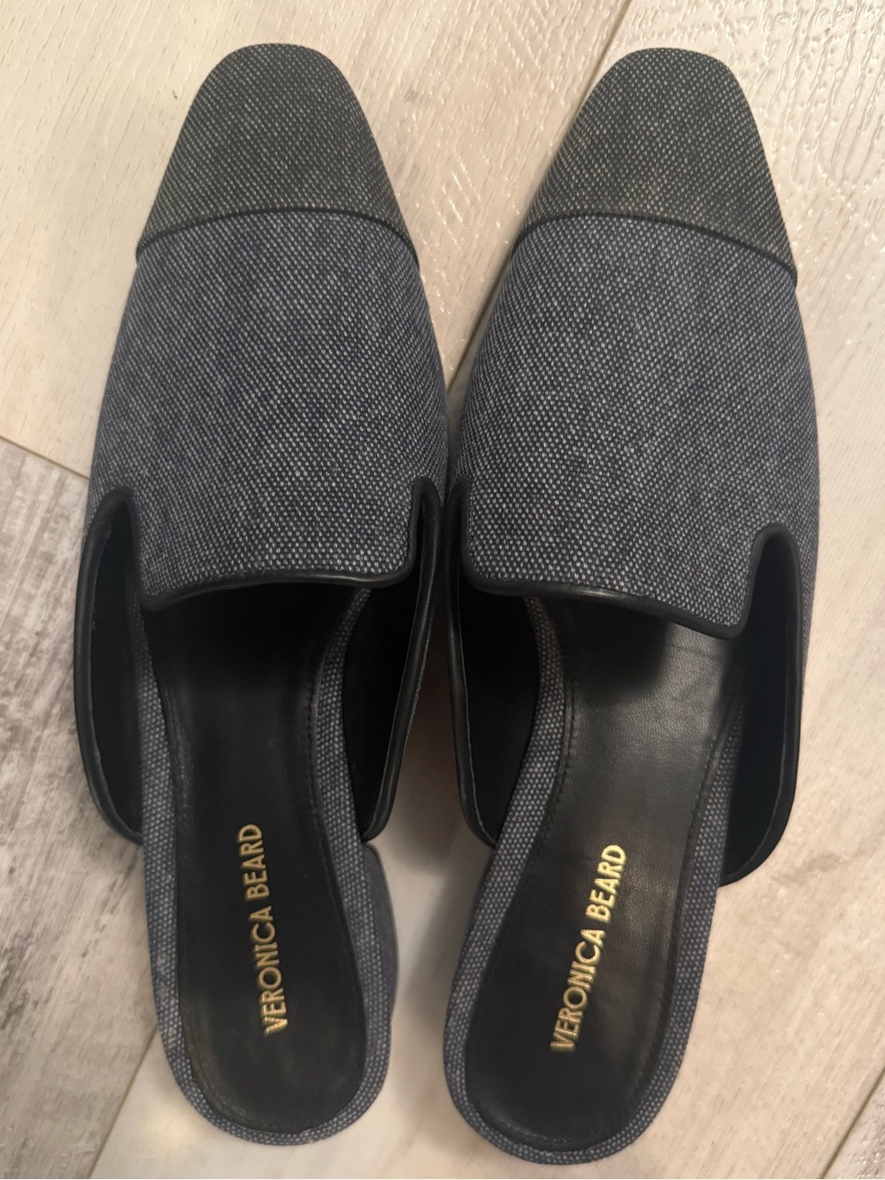 Veronica Beard Denim-Textured Slip-On Mules Size 6.5 Brand New!